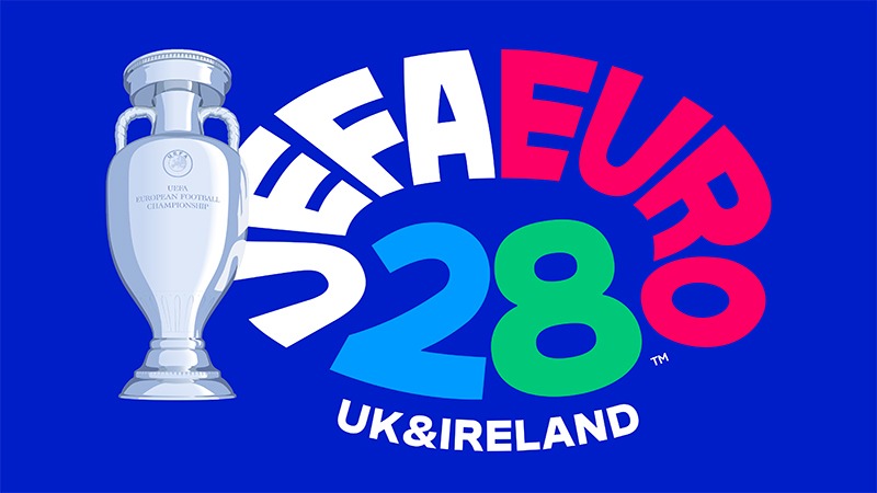 Digital artwork depicting the UEFA EURO 2028 logo and branding.