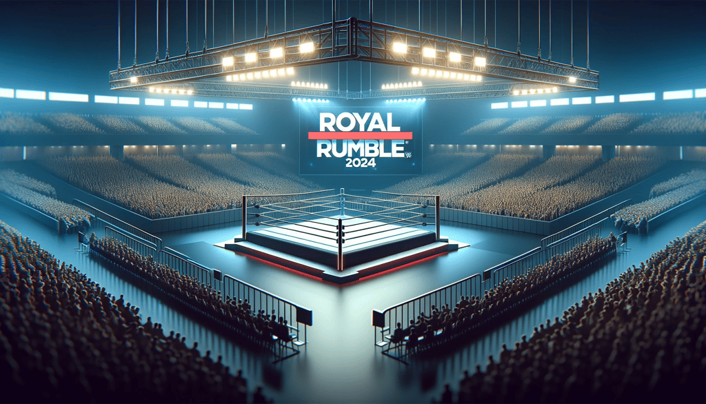 Royal Rumble 2024 in an energetic WWE arena setting.