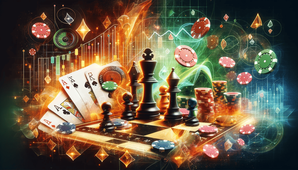 Chess, cards, and betting graphics blending game theory and gambling