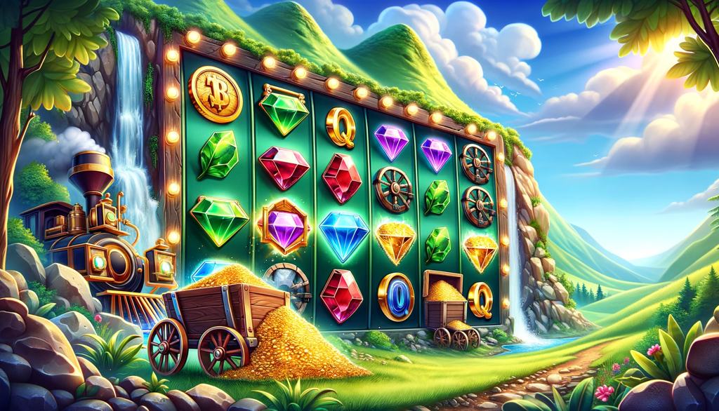 Bonanza slot game with gems and gold theme