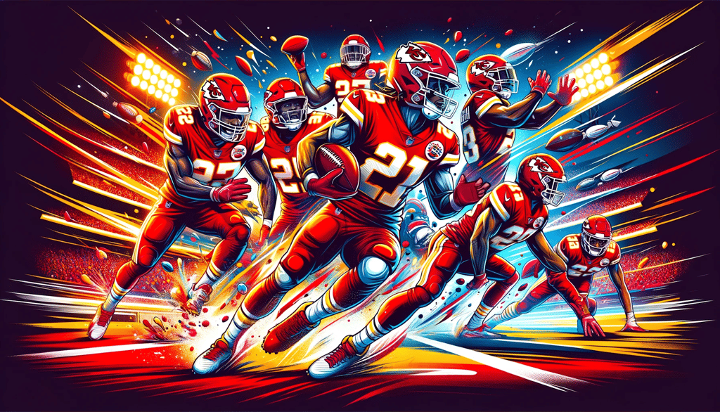 showcases Kansas City Chiefs players in vibrant action during the Pro Bowl