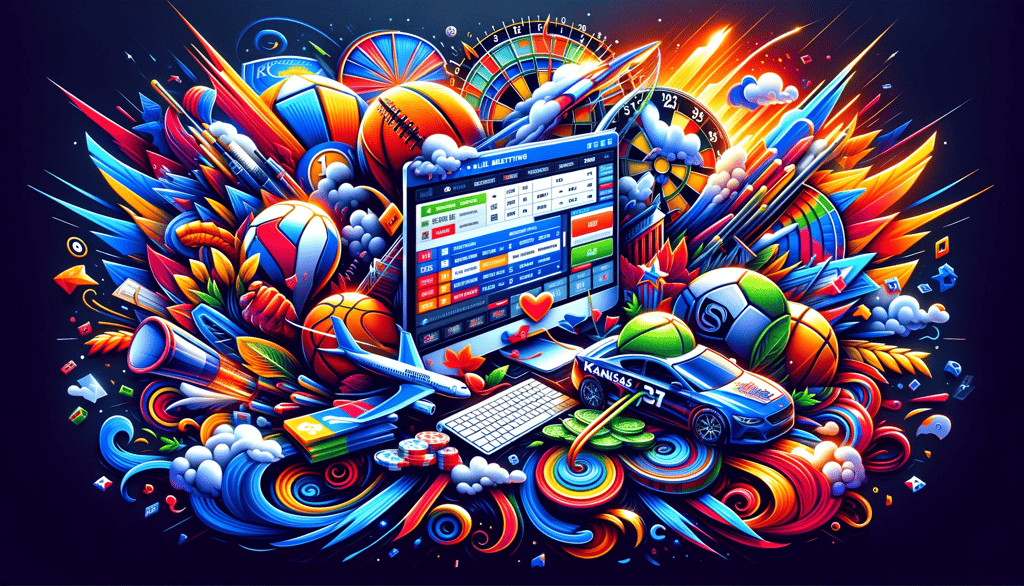Kansas sports betting excitement in vivid artwork.