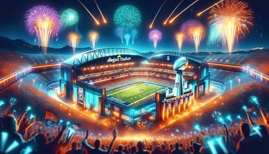 Allegiant Stadium Lit Up for Super Bowl 2024