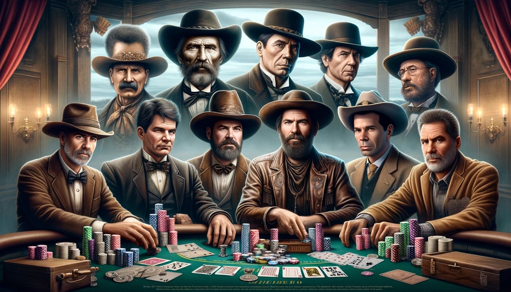 Iconic figures like Wild Bill Hickok, Archie Karas, Nick Dandalos, Phil Ivey, and Doyle Brunson