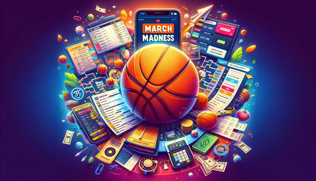 Captures the excitement of the NCAA March Madness basketball tournament