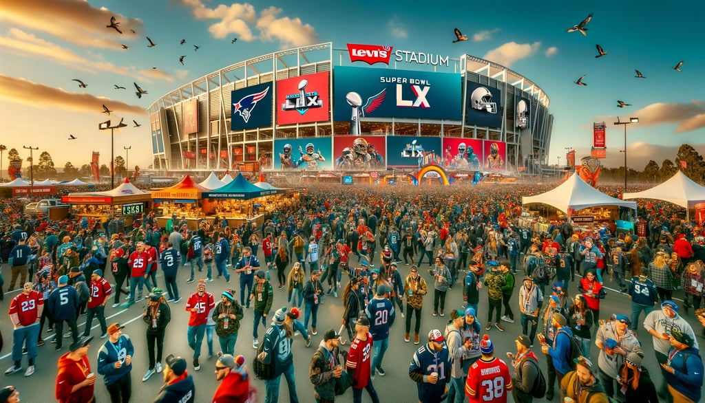 Pre-Game Excitement Outside Levi's Stadium before Super Bowl LX kickoff