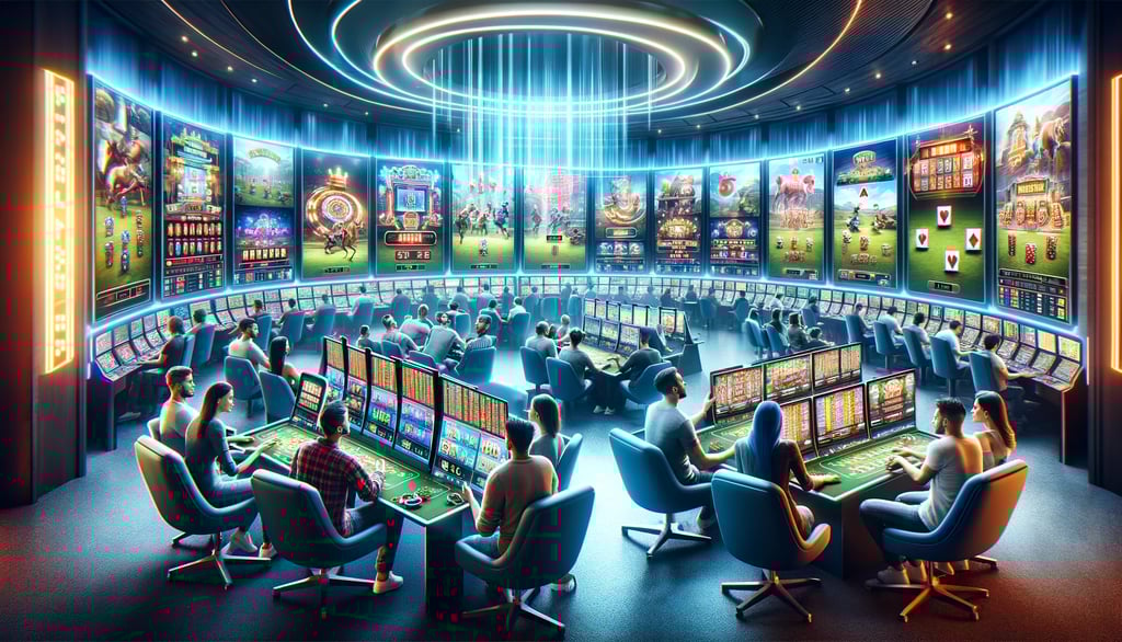 Players in a digital lounge participating in an online slot tournament