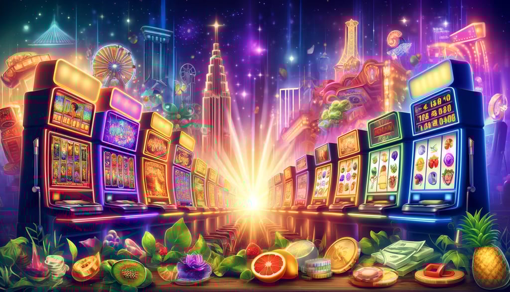 Colorful online slot machines showcasing themes from classic to cinematic.
