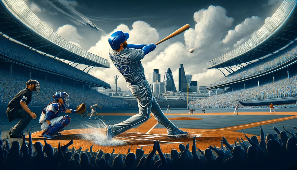 Kansas City Royals player hitting a home run during the MLB World Tour: London Series.