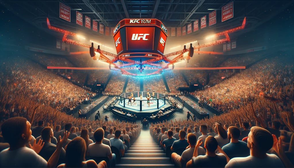UFC Fight Night: Louisville at KFC Yum! Center with excited fans and fighters in action.