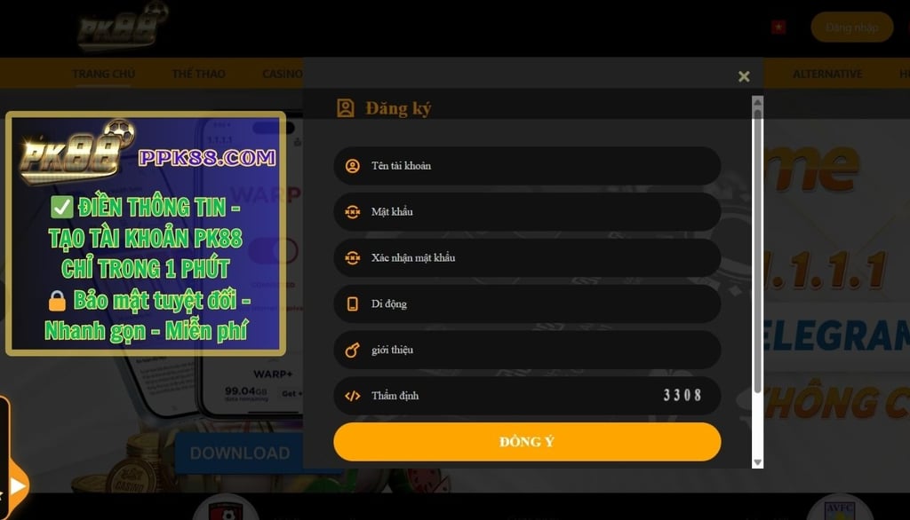 Hướng Dẫn Đăng Ký Tài Khoản PK88 – Nhà Cái Quốc Tế Uy Tín 2025