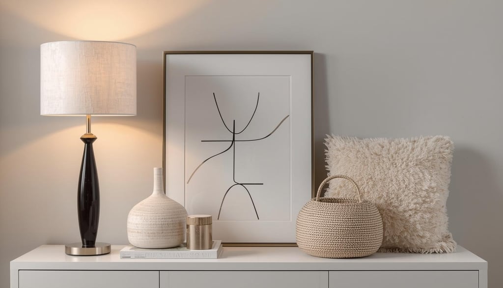 Stylish home accessories arranged on a console for a clean, fresh look.