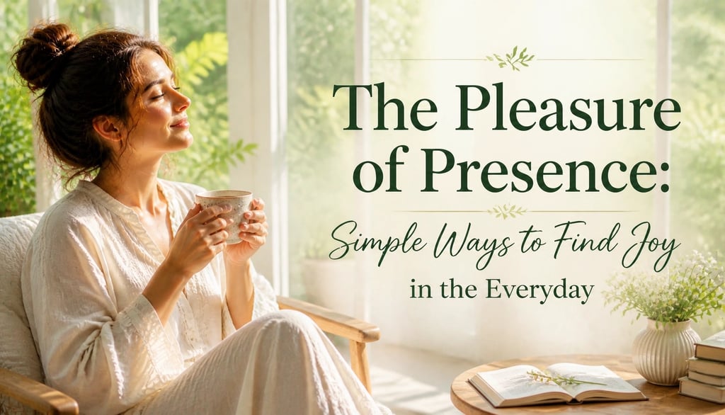 A peaceful woman drinking tea by a window, embodying the pleasure of presence and everyday joy.