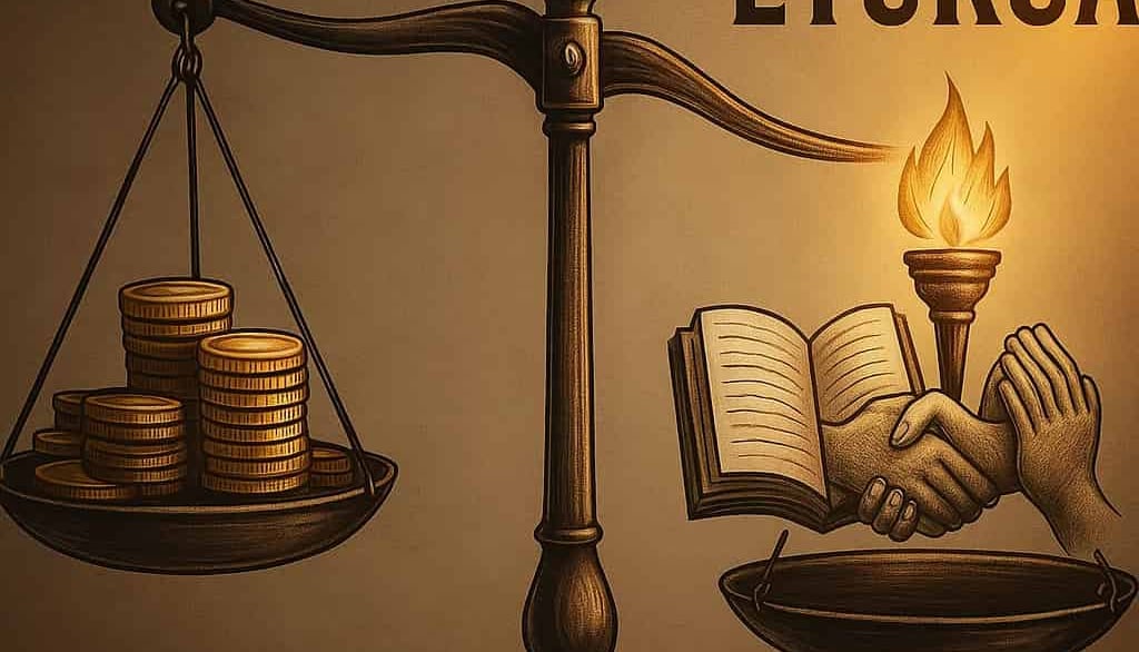 Balanza desequilibrada mostrando que el valor intangible supera al valor económico en el mezcal auté