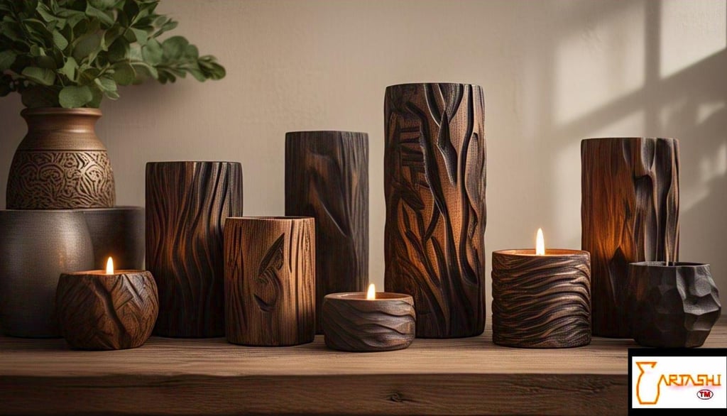 candle holder wood by Brand ARTASHI