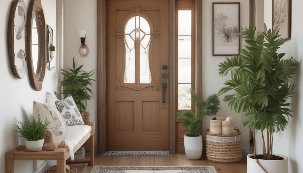 Colorful braided rug with circular border on edge