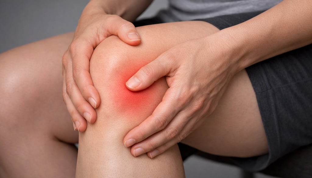 une personne qui souffre d'une douleur du genou avec rougeur 