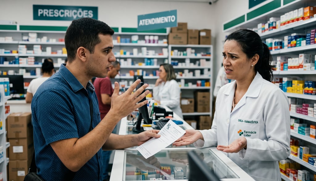 Na farmácia homem surdo faz sinais mulher farmacêutica não entende
