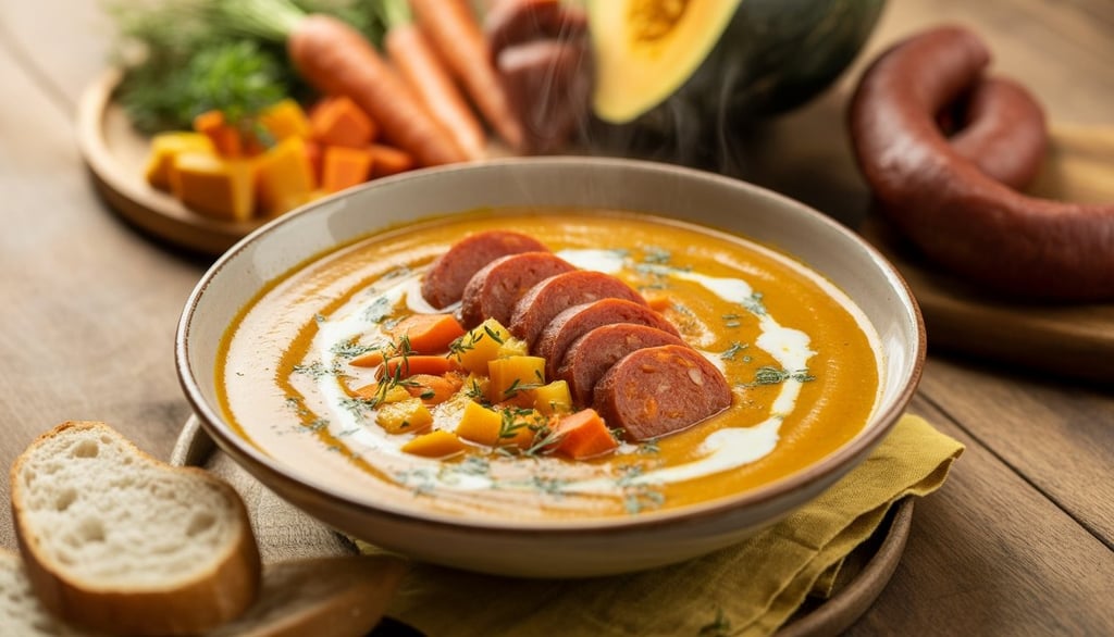 Caldinho-Cremoso-de-Abóbora-e-Cenoura-com-Linguiça