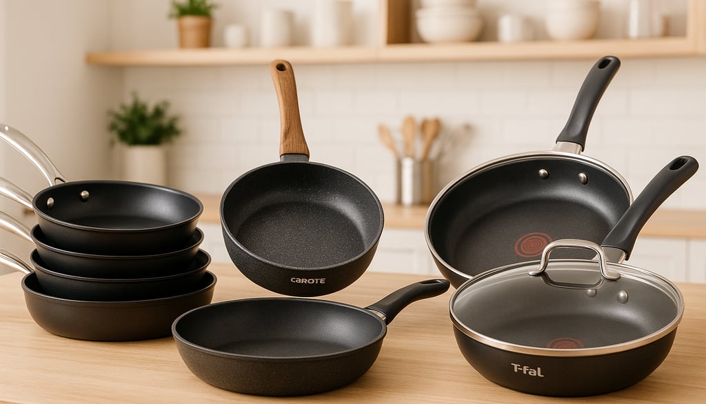Best nonstick frying pans 2025 – T-fal, Carote, All-Clad on modern kitchen counter