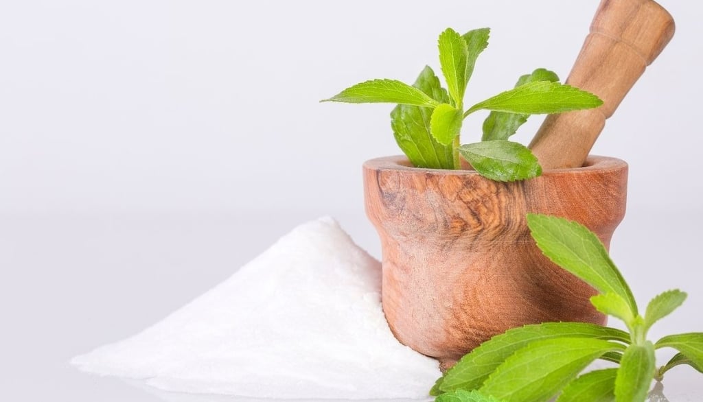 a mortar with stevia