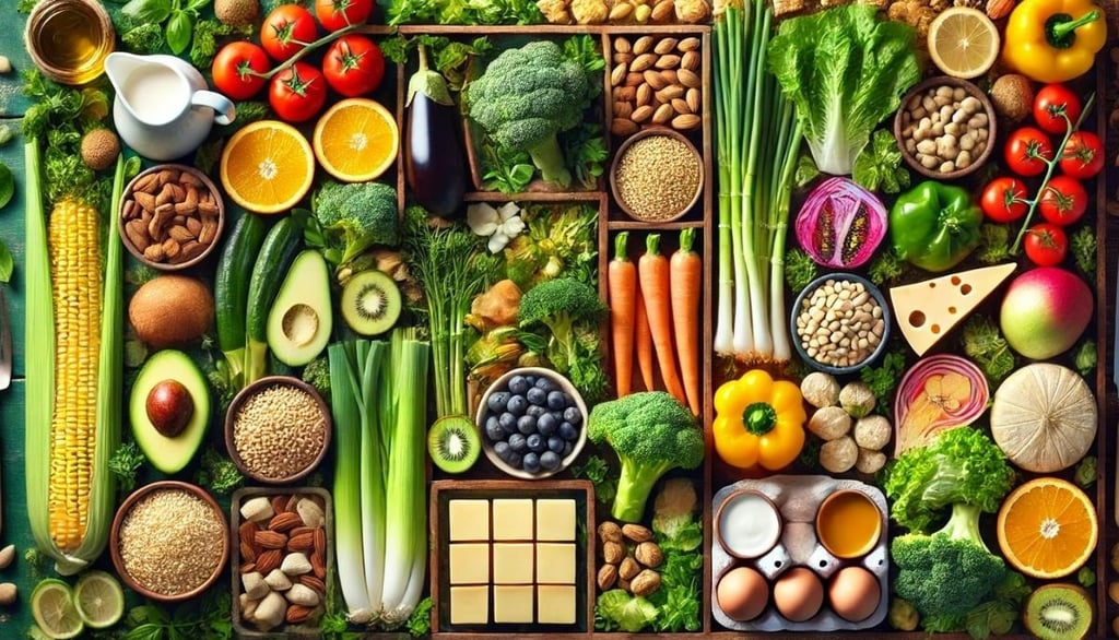 Vegan vs Vegetarian Diet. Fruits and Vegetables