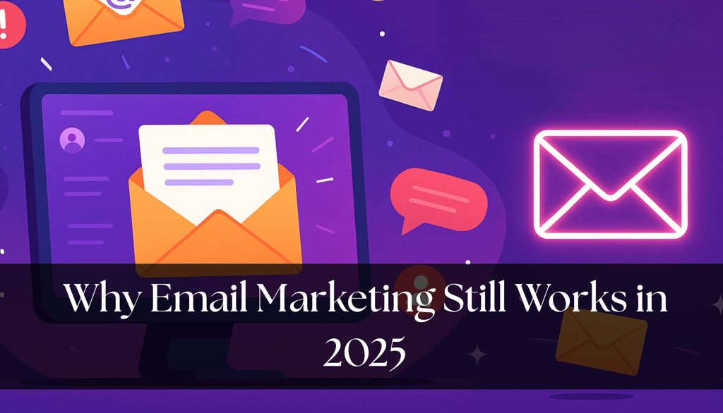 Email clipart with text overlay - why email marketing still works in 2025