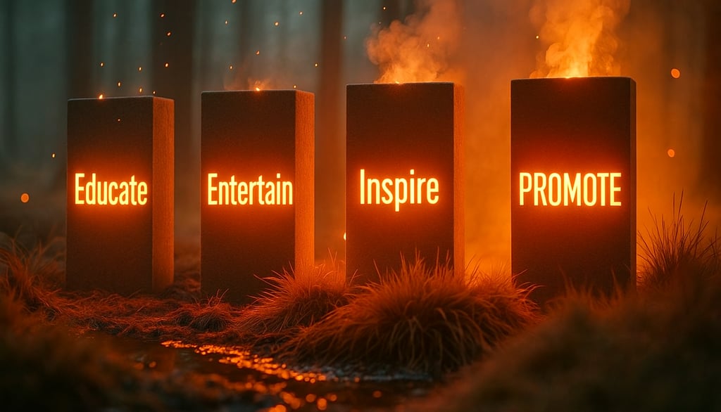 Content Pillars educate entertain, Inspire Promote