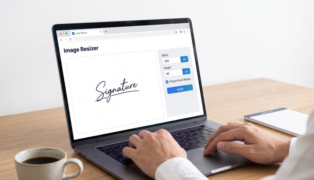 Signature image being resized to the correct dimensions for an online form without distortion