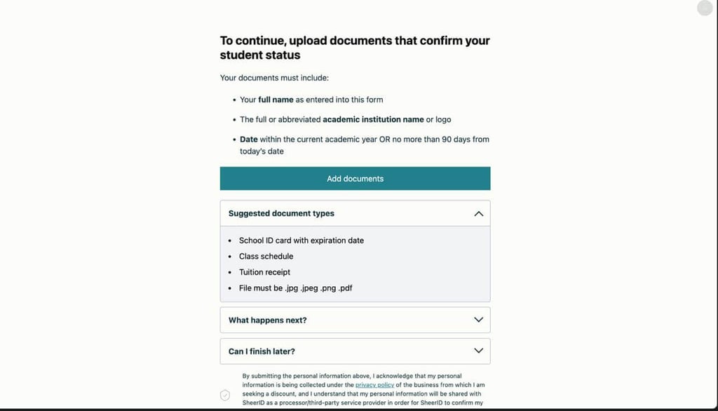 Upload documents to verify student status for Perplexity Pro