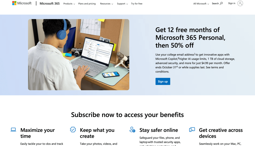 Screenshot Microsoft 365 Personal