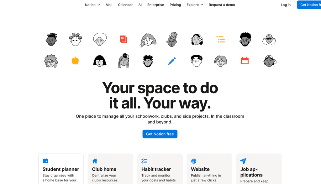 Screenshot of notion signup page