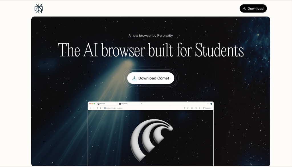screenshot-of-perplexity-comet-browser-downlaod-for-student-page