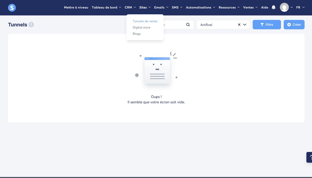 Liste des tunnels de vente