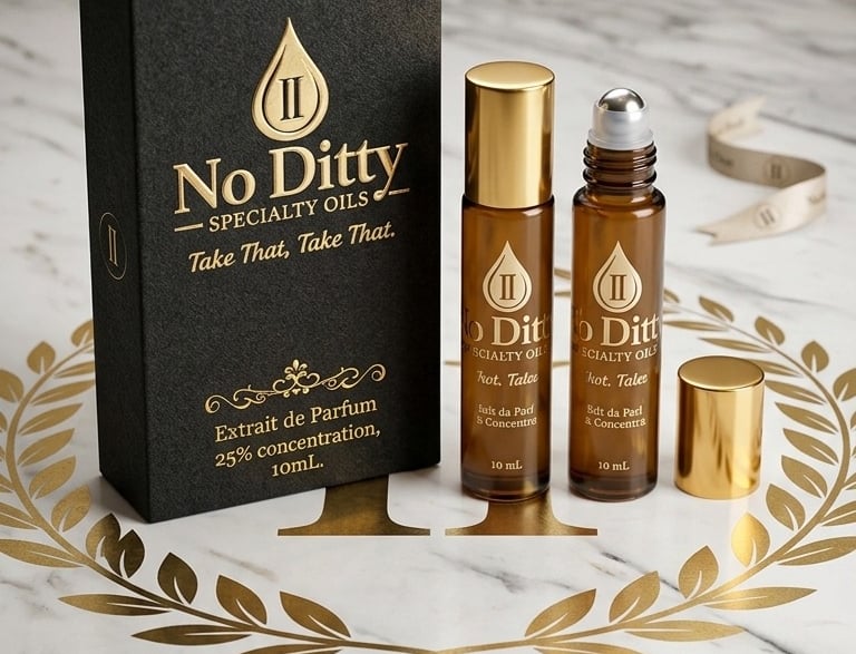 No Ditty Specialty Oils 25 percent Parfum Oil and Jojoba Roll-on