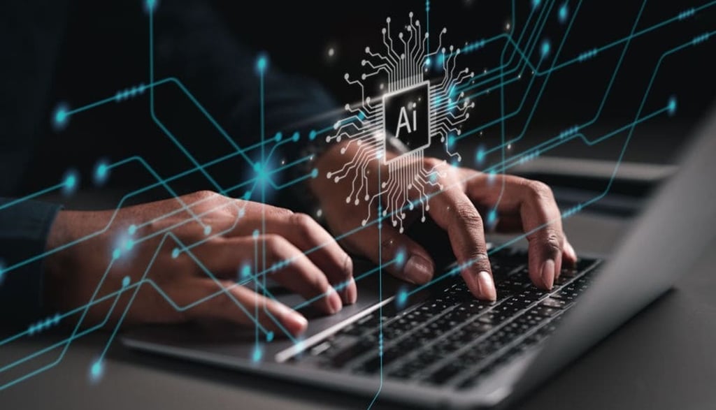 imagem de um notbook utilizando a inteligência artificial como ferramenta de trabalho.