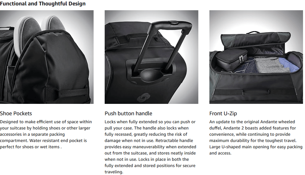 Rolling duffle bag with durable wheels, perfect for long-haul trips