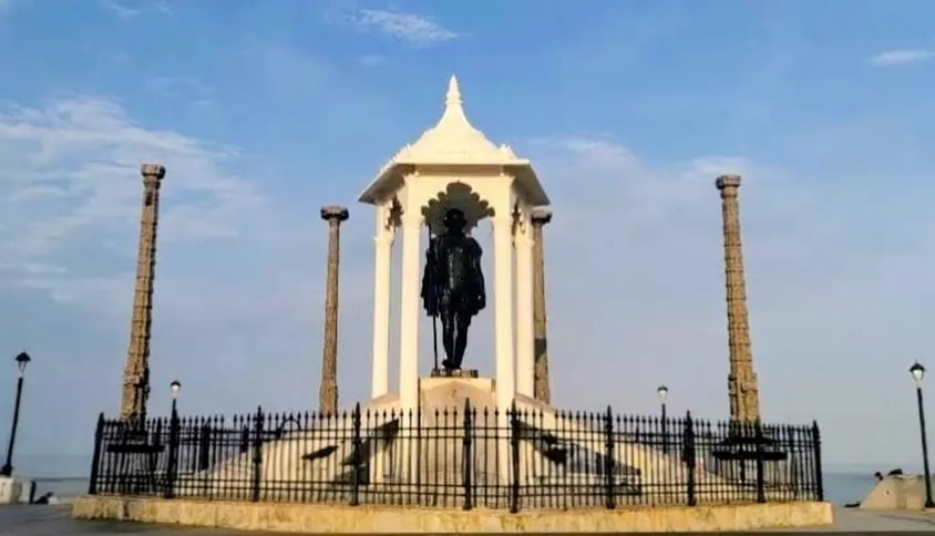 Iconic Mahatma Gandhi Statue on the beachfront in Pondy.