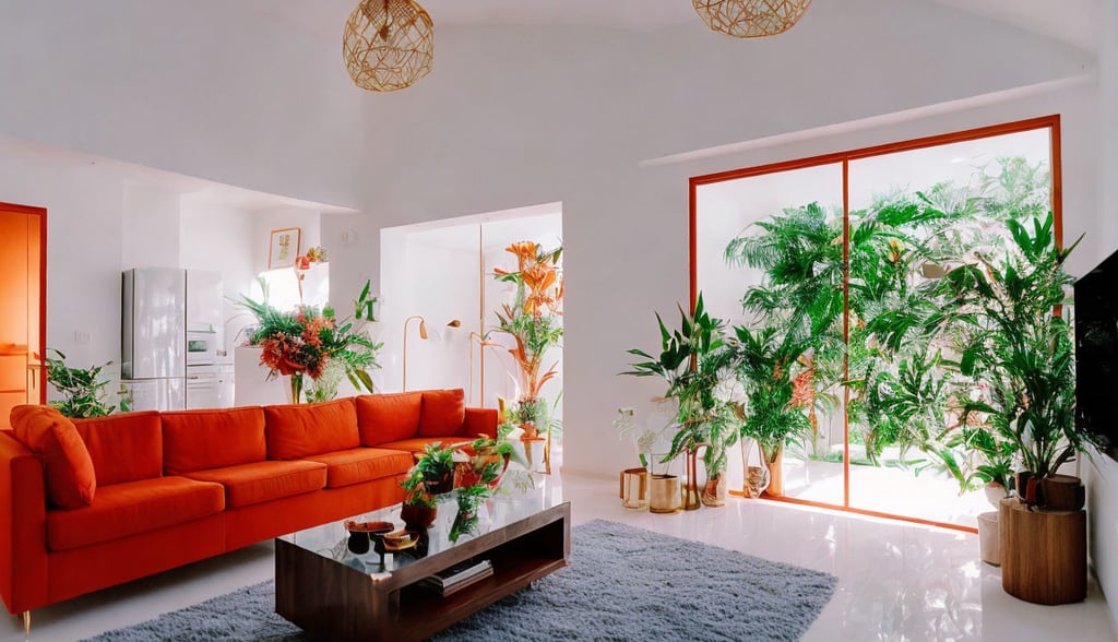 a living room with a couch and a television