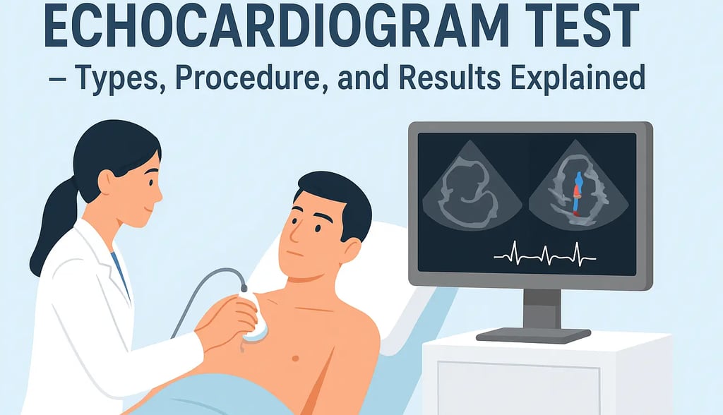 Echocardiogram test procedure showing ultrasound imaging of the heart