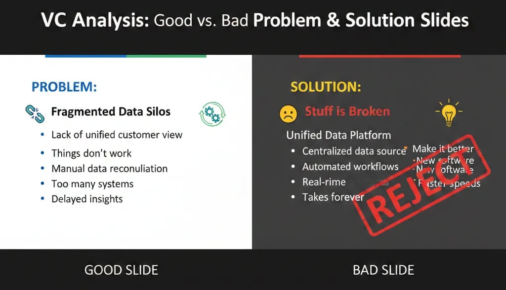 Examples: Good vs Bad Problem & Solution Slides (VC Analysis)