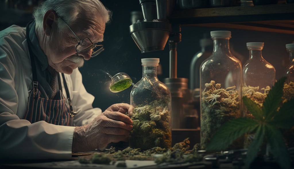 Scientist wororking with medical cannabis