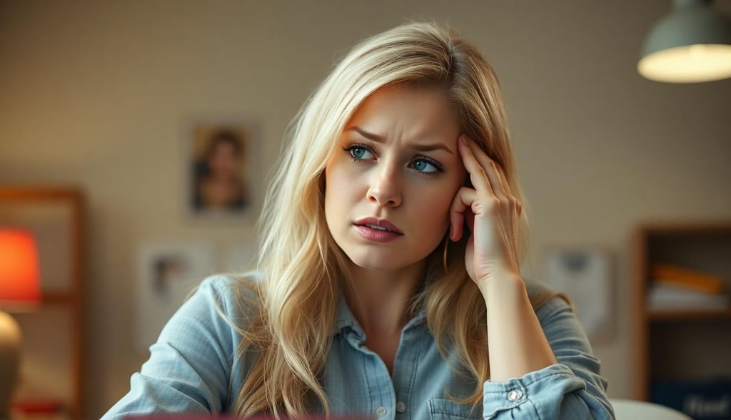 a stressed woman sitting at a table