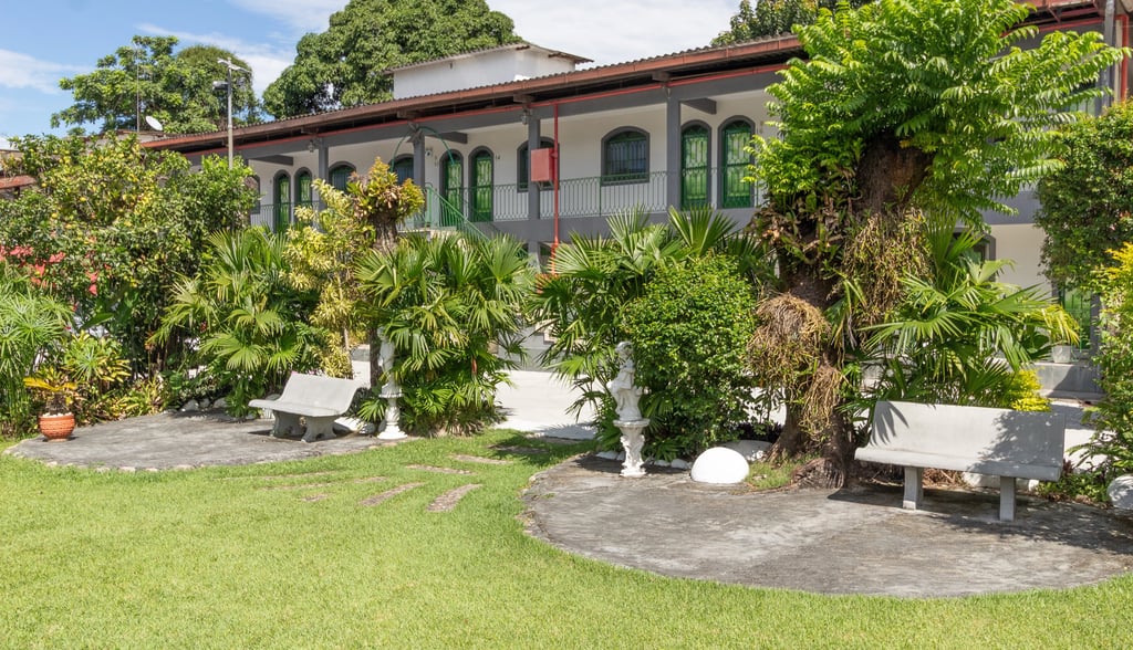 Vista do jardim da Pousada