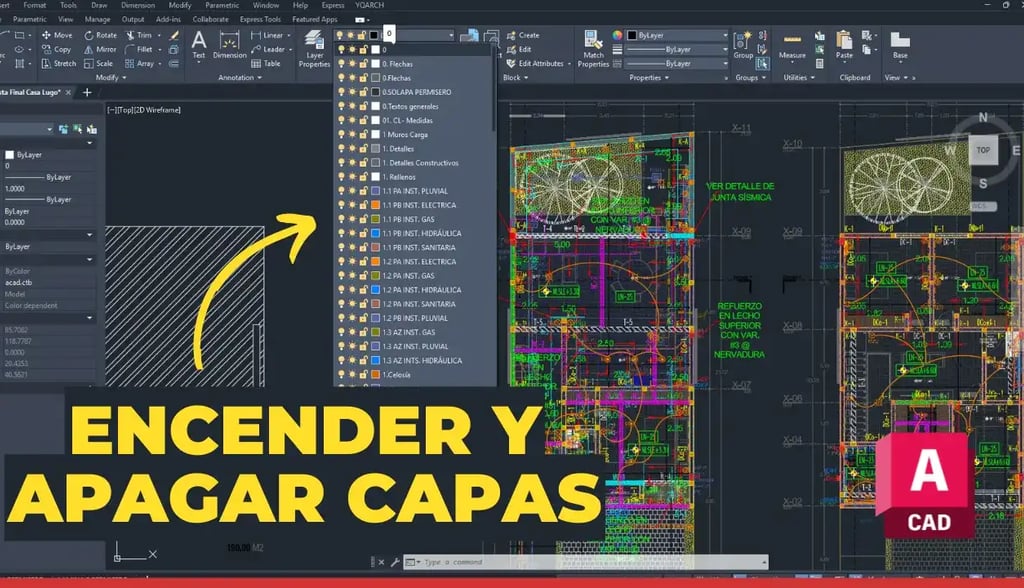 Cómo APAGAR y ENCENDER tus LAYERS o CAPAS en #autocad 🔴