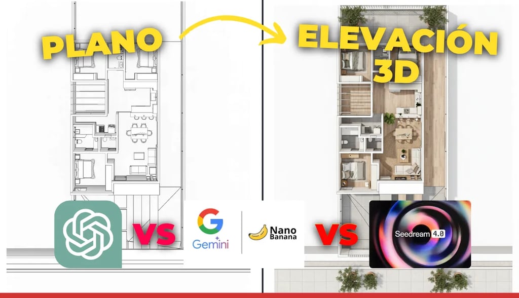 CÓMO PASAR un PLANO 2D a un PLANO 3D o ELEVACIÓN con IA