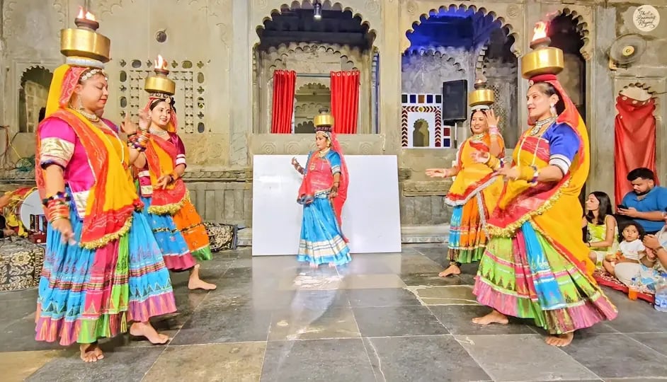 Rajasthan Chari dance performance at Bagore Ki Haveli in Udaipur Rajasthan India.