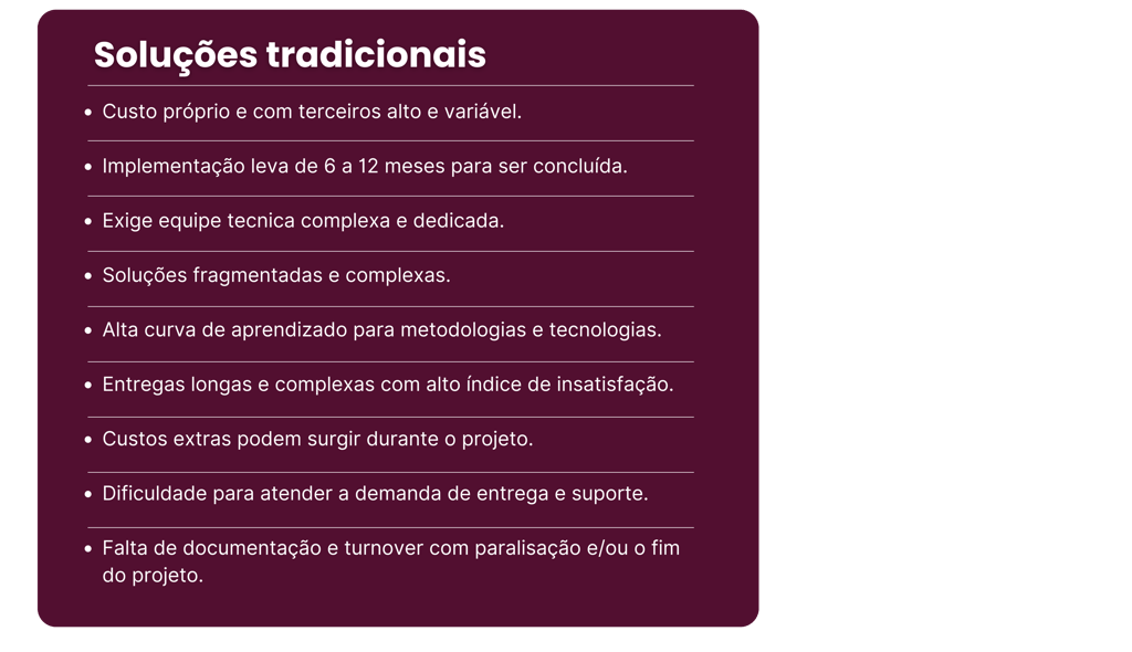 soluções de softwares e tecnologias tradicionais comparadas ao I-KNOW