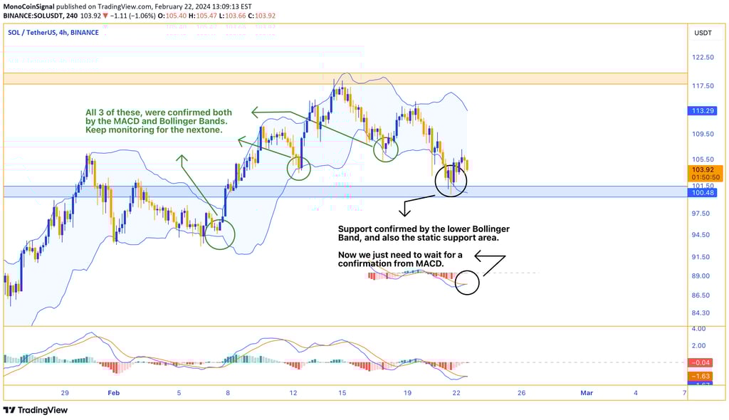 SOL Trading Analysis - $104.19 Test, Bollinger Bands, MACD, and RSI Indicators Evaluated for Potenti