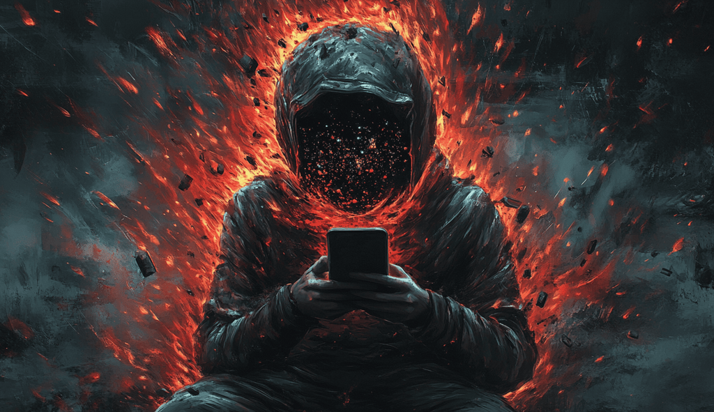 a man in a hoodie sitting on a phone